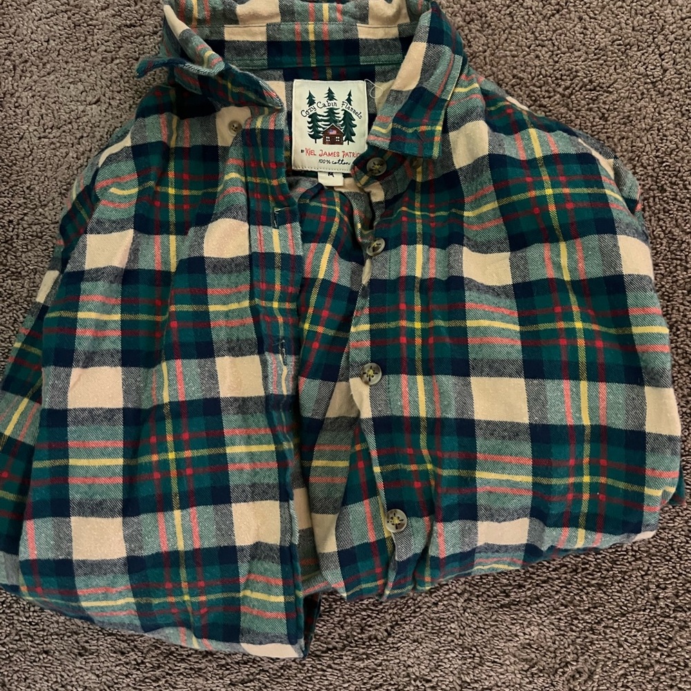 Kiel James Patrick Plaid Button Down Shirt - Green, Blue, and Cream